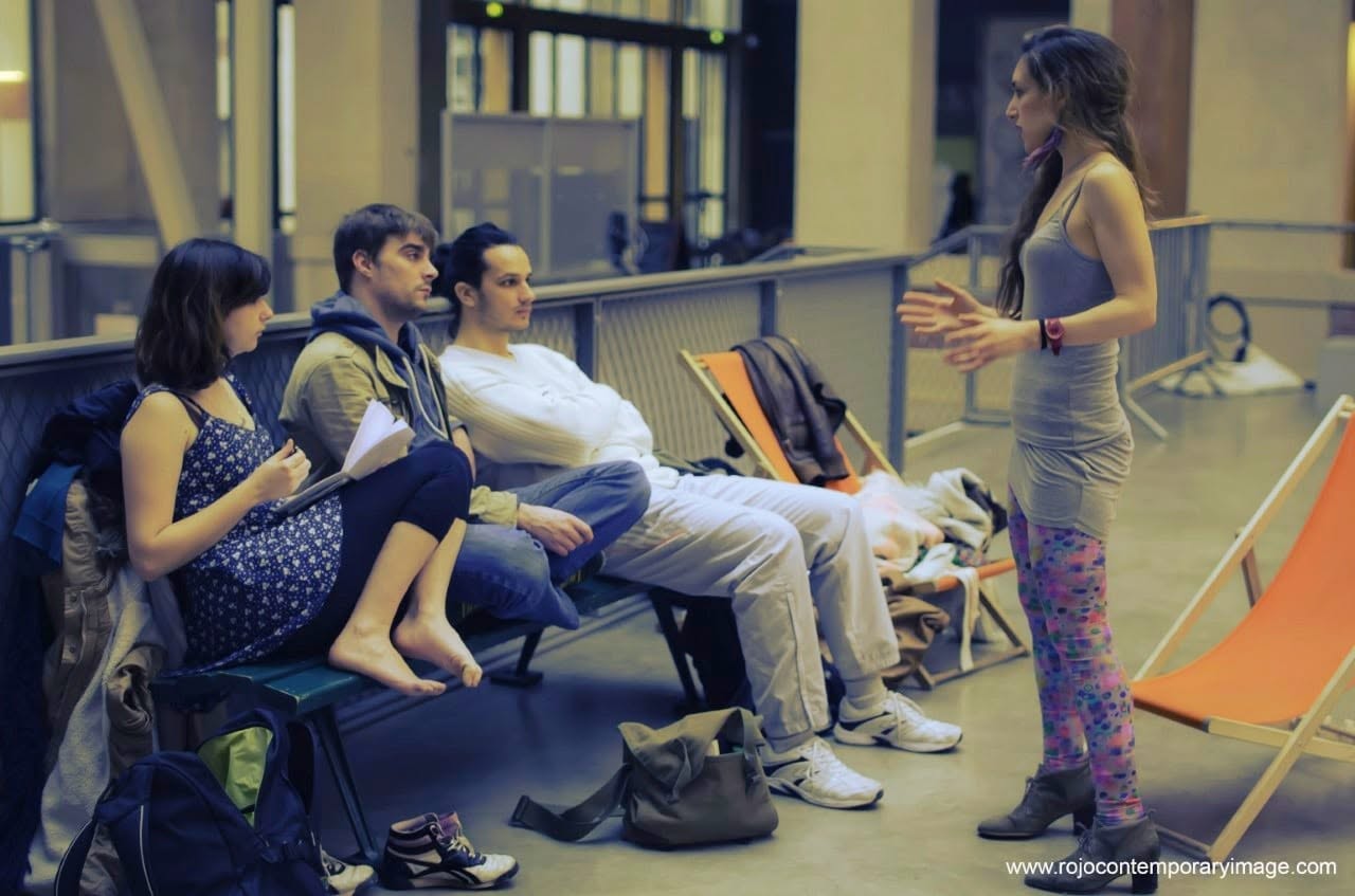 Elisabeth Theodorou directing her ensemble in rehearsal